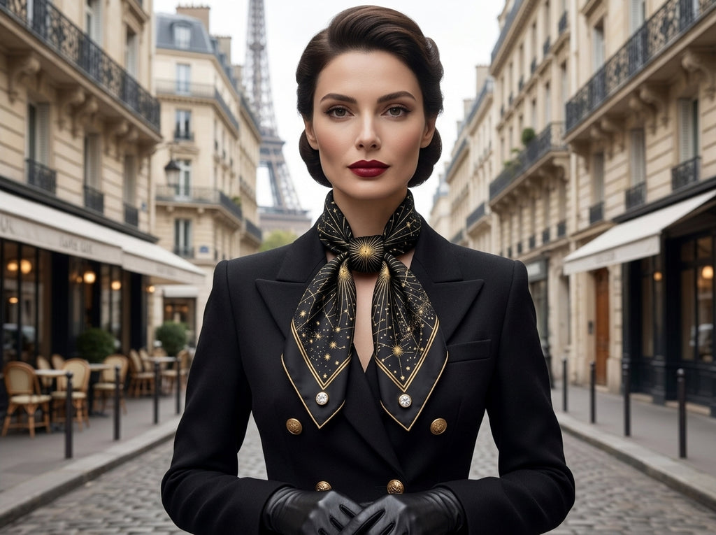 Midnight Galaxy 24K Gold Metallic Thread & Natural Diamond Mulberry Silk Square Scarf – Haute Couture Collector Edition